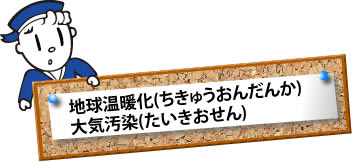 地球温暖化(ちきゅうおんだんか)大気汚染(たいきおせん)